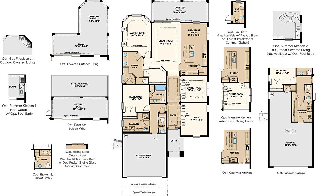 Farnese Floor Plan in Oyster Harbor at Fiddlers Creek, Naples by Taylor Morrison, 2,100 Square Feet, 2 Bed, 2.5 Bath, 2 Garage, 1 story
